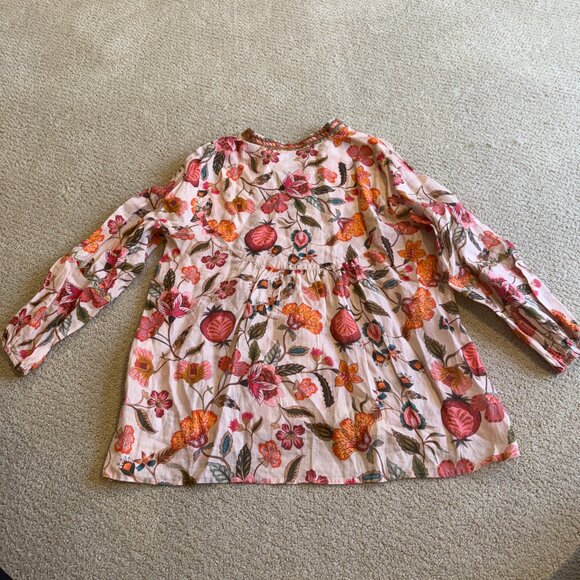 Johnny Was Blouse Tunic Boho Pink Paris Effortless Floral Aztec Embroidery SMALL - Picture 13 of 14